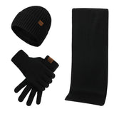 Thermal Knitting Cap, Scarf and Gloves, Three-piece Set
