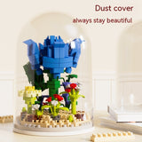 Small Particle Building Blocks Flower Toy, Assembled Gift Preserved Flower Ornaments
