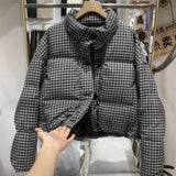 Thickened Puffer Jacket, High Waist Cropped Cotton Sweater