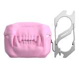 Monster Teeth, Wireless Earphone Case, Halloween Horrible Silicone Cover with Keychain