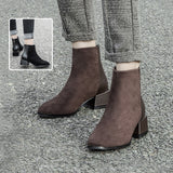 Retro Square Heel Pointed Toe Ankle Boots, Fashion Versatile Chelsea Women's Shoes