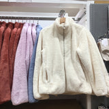 Coral Fleece Cardigan, Stand Collar Jacket, Warm Coat for Women