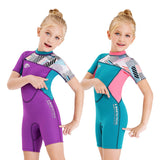 Girls' Snorkeling, Surfing, Sunscreen Cold-proof Autumn and Winter Short-Sleeved Swimwear