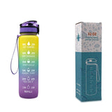 Tritan Water Bottle with Time Marker Bounce Cover, Motivational Water Bottle with Leakproof Lid for Sports Cycling and Outdoors