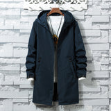 Solid Color Mid Length, Autumn Hooded Jacket Coat