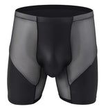 Men's Fashion Casual Leather Transparent Mesh Shorts