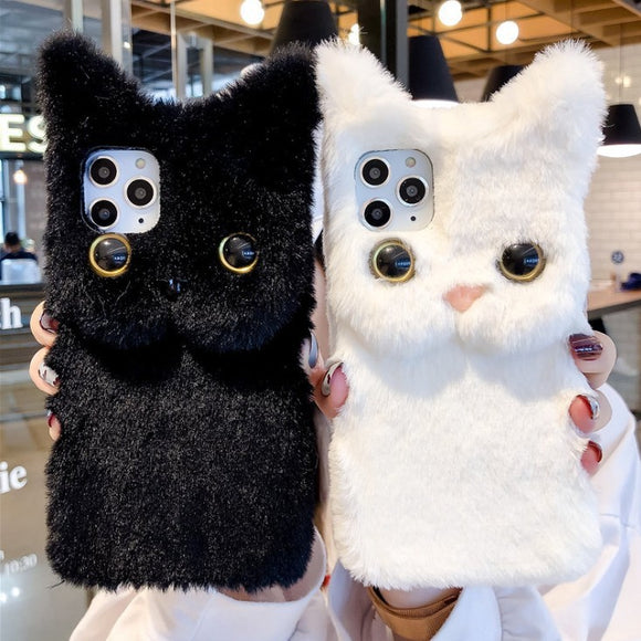 Autumn and Winter Plush Cute Cat Phone Case