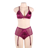 European and American, Plus Size Underwear, Three-point Bra Garter Set