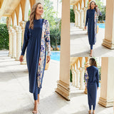 Hot Spring Split Color Matching Printing Suit, Surfing Diving Muslim Burkini Conservative Swimwear