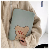 Compatible with Apple, Wind Girls' Tablet Bear Bag, Student's Korean Version IPad Pouch