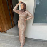Sequin Tassels, Slim-fit Muslim Dress