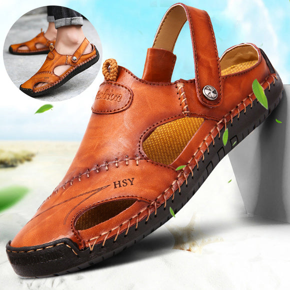 Men's Closed Toe Sandals, Summer Adjustable Slides Slippers, Fashion Beach Shoes