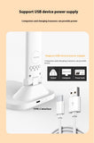 3-in-1 Multifunction Table Lamp LED Four-headed Folding Fan, USB Rechargeable Desk Light Calendar Clock