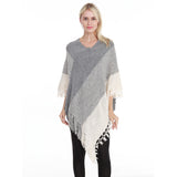 Plus Size Women's Cape Cloak with Contrast Stitching & Tassel Details