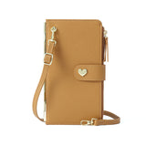 Mobile Phone Bags with Transparent Touch Screen Love Buckle Long Wallet, Women's Multifunctional Crossbody Shoulder Bag