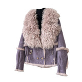Fur Integrated Short Chic, New Sheepskin Collar Rabbit Fur Warm Coat