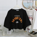 Women’s Summer Crop Top, Chic Drawstring Short Sleeve T-shirt for Girls, Casual Fashion Tee