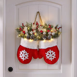Glove-shaped Christmas Wreath – Decorative Garland for Door, Window & Gate, Xmas Party Decor