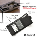 Retro PU Coin Purse Aluminum Alloy Wallet Men's RFID Anti-theft Metal Card Holder