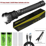 Aluminum Alloy Telescopic Zoom, USB Charging, XHP70 Strong Flashlight