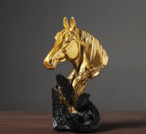 Bronze Horse Head Sculpture – Resin War Decor for Home & Office