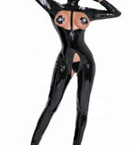 Shiny Faux Leather, PU Mirror Sexy Cat Suit