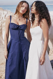 Fashion Suspender Gown for Women, Commuter Temperament, Solid Color, French, High-split Sexy Summer Dresses