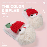 Cute Christmas Santa Claus Home Slippers, Winter Warm Indoor, Non-slip Floor Plush Shoes for Unisex