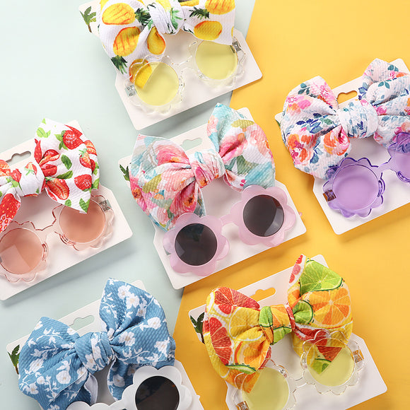 Kids Sunglasses Hair Band Set, Fashion Boys and Girls Cute UV Protection Eye Protection Gear, Headband Cover