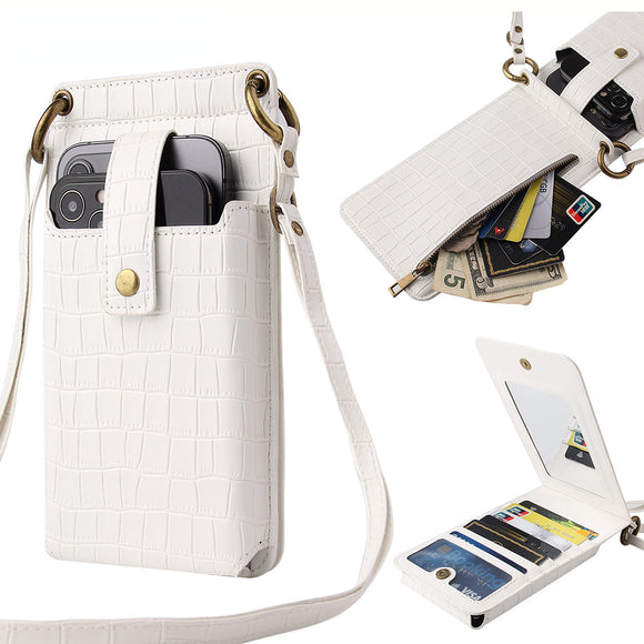 Multi-function Crossbody Bags for Mobile Phone Croc Pattern Wallet Card Holder