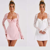 Fashionable Lace Corset, Long Sleeve Dress, Y2K Short Frock
