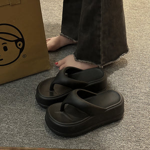 Thick Soled Sloping Heel Slippers for Women, Trendy Summer Outerwear