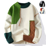 Men’s Colorblock Knit Sweater – Winter Fashion Long Sleeve Raw Look Oversized Pullover