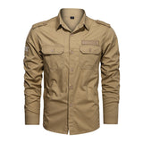 Men's Long Sleeve Solid Color Shirt with Pockets