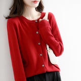 New Thin Round Neck Cardigan Sweater, Short Outer Tops