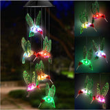 Outdoor Solar Wind Chime Lamp Hummingbird Butterfly Ball Garden Decoration