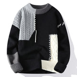 Men’s Colorblock Knit Sweater – Winter Fashion Long Sleeve Raw Look Oversized Pullover