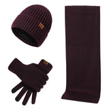 Thermal Knitting Cap, Scarf and Gloves, Three-piece Set