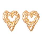 New Pleated Lava Hollow Heart-shaped Earrings, Personality Exaggerated Love Earrings for Women, Valentine's Day Jewelry