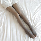 Translucent Plus Size Leggings, Fall and Winter Warm Fleece Lined Pantyhose, Women's Thermal Winter Tights