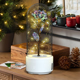 Creative 2-in-1 Rose Flowers LED Light, Bluetooth-compatible Speaker Valentine's Day Gift, Rose Luminous Night Light, Ornament in Glass Cover