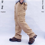 Multi-pocket Workwear Casual Trousers, Straight Men's Regular Fit Pants