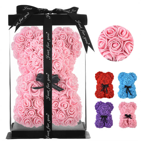 Valentine's Day Gift Rose Bear, Eternal Flower Rose Teddy Bear, PE Foam Toy for New Year's Eve