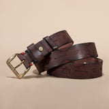 Men’s Vegetable-tanned Top-grain Leather Belt with Solid Brass Buckle