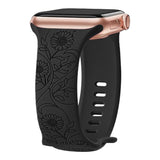 Laser Carved Embossed Brocade Sunflower Silicone Strap (Watch not Included)