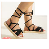 Summer Solid Color Open Toe Strap Fashion Beach Shoes Women's Flats