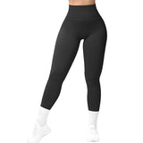 High Waist Seamless Leggings, Threaded Knitted Fitness Solid Women's Slimming Yoga Pants, Elastic Running Sports Tights