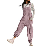 Women’s Cargo Bib Overalls – Tapered Fit Suspender Jumpsuit Casual Workwear