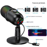 USB 100HZ-20KHZ RGB, Live Microphone