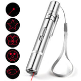 Laser Pointer Cat Toy, Red Dot LED Light Pointer Interactive 5 Modes Projection Playpen for Kittens, Outdoor Pet Chaser, Tease Stick with USB Recharge